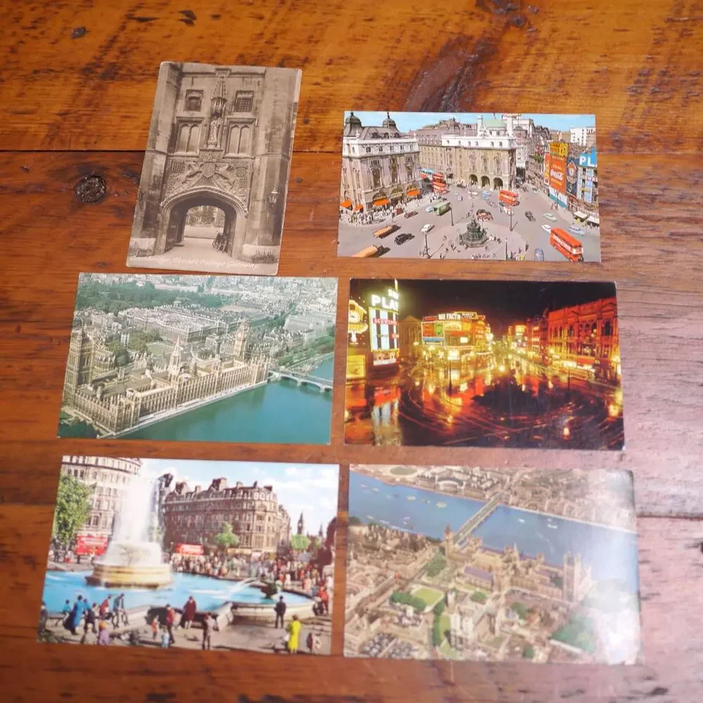 Lot 6 Vtg Travel England UK Britain LONDON Piccadilly Circle POSTCARDS Unposted